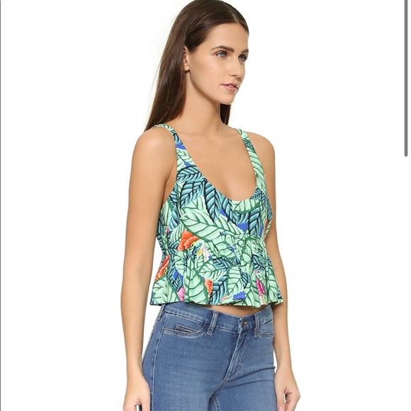 Mara Hoffman Ruffle Palm Peplum Tank Top XS - Picture 3 of 7